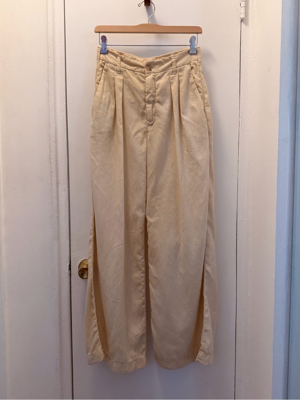 Maison Hotel Marisa High-Waist Wide Leg Linen Pants in Beige S - Picture 2 of 9